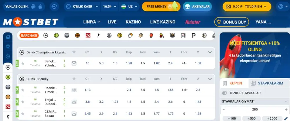 mostbet sport